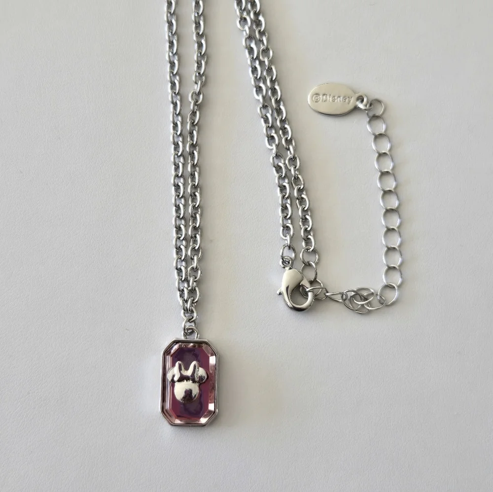 Minnie Silver Chain Necklace with Pink Pendant - Picture 7 of 15
